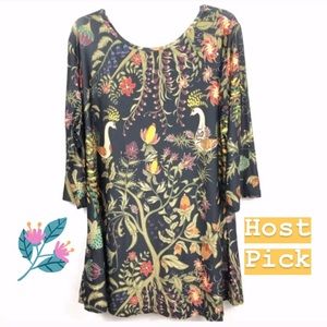 Women’s peacock decorative flowy top 2X